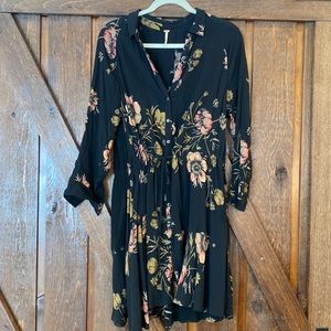 Free People - Black Floral Dress - S